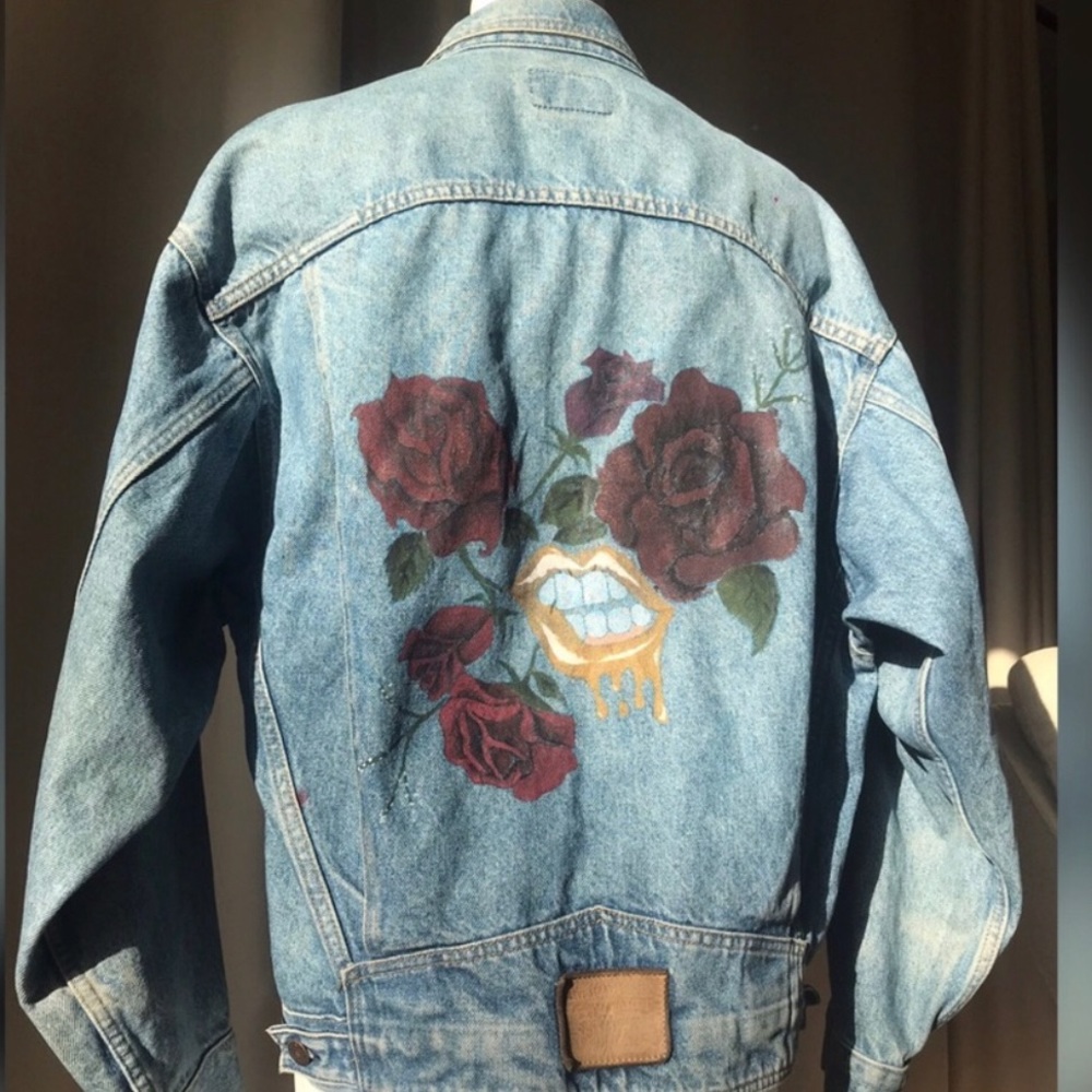 Hand painted Levi jean jacket size L